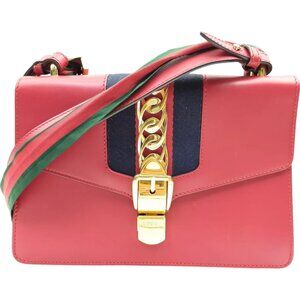 394698AU (X6) Gucci Crossbody Bag Sherry Line Red Leather